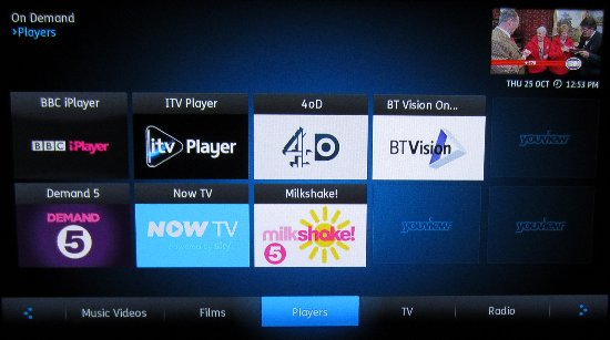 YouView Players Screen